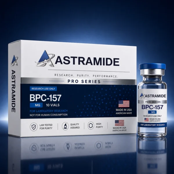 BPC-157 Pro research peptide, pack of 10 vials and box