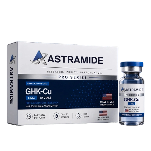 Astramide American-made research peptide vial and box